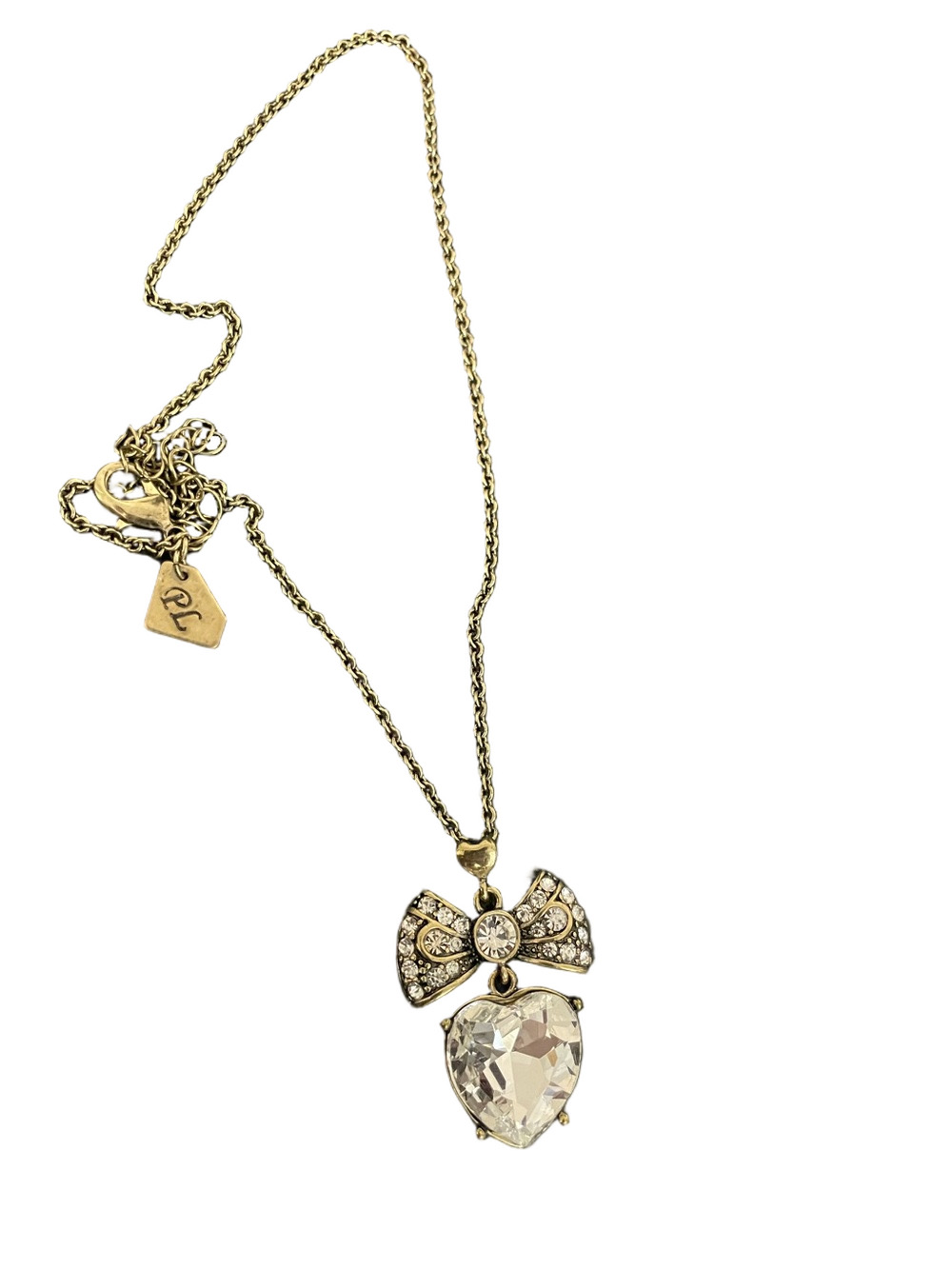Park Lane Crystal Heart & Bow Pendant Necklace